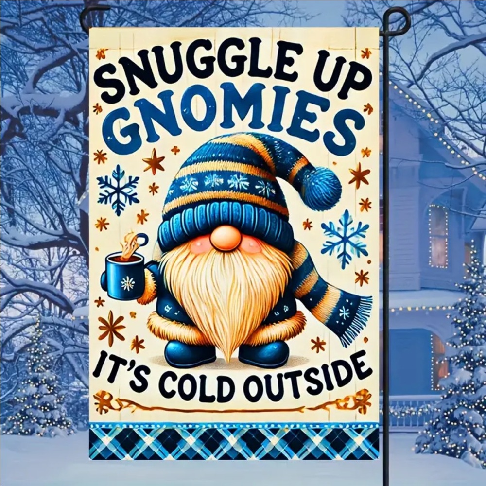 Gnomes Winter Outdoor Flag, NWT